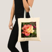 Mooie roze en gele roos bloem.  Bloem Tote Bag (Voorkant (product))
