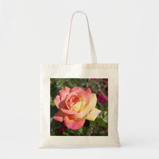 Mooie roze en gele roos bloem.  Bloem Tote Bag (Voorkant)