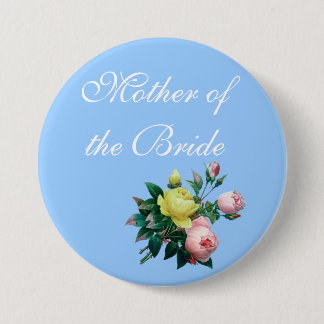 mooie roze en gele roos bloemen trouw knoop ronde button 7,6 cm