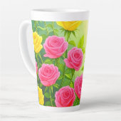 Mooie roze en gele rozen latte Mok / cup (Linkerhoek)