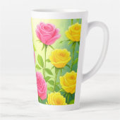Mooie roze en gele rozen latte Mok / cup (Rechts)