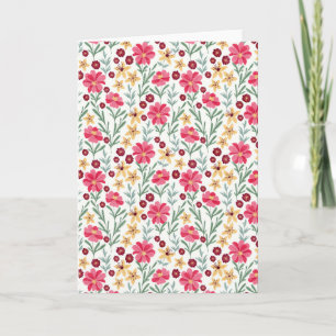 Mooie roze en gele vintage bloemmotief kaart