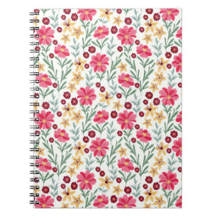 Mooie roze en gele vintage bloemmotief notitieboek