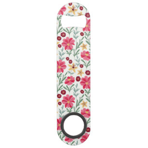 Mooie roze en gele vintage bloemmotief speed flessenopener