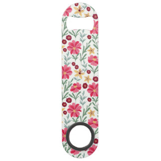 Mooie roze en gele vintage bloemmotief speed flessenopener