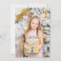 Mooie roze en gouden kerstkaart, foto's toevoegen