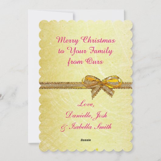 Mooie roze en gouden kerstkaart, foto's toevoegen feestdagenkaart (Achterkant)