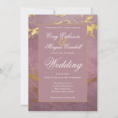 Mooie Roze En Gouden Marmerende Trouwdag Aankondiging (Voorkant)