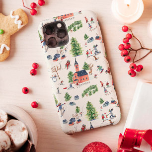 Mooie roze en groene Alpen-chalet skilandcape apr Case-Mate iPhone Case