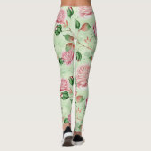 Mooie Roze en Groene Bloem Leggings (Achterkant)
