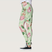 Mooie Roze en Groene Bloem Leggings (Links)