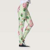 Mooie Roze en Groene Bloem Leggings (Rechts)