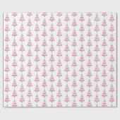 Mooie Roze en Groene Kerstboom Cadeaupapier (Vlak)