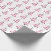 Mooie Roze en Groene Kerstboom Cadeaupapier (Hoek)