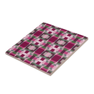 Mooie roze en groene kleurblokken tegeltje