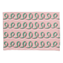 Mooie roze en groene kussensloop met lussen