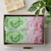 Mooie roze en groene roos tissue wrap tissuepapier (Geschenk)