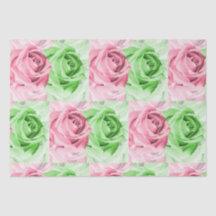 Mooie roze en groene roos tissue wrap