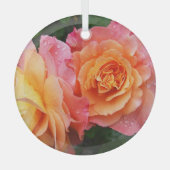 Mooie roze en oranje roos foto glas ornament (Voorkant)