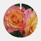 Mooie roze en oranje roos foto glas ornament (Achterkant)