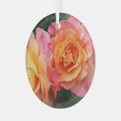 Mooie roze en oranje roos foto glas ornament (Voorkant links)