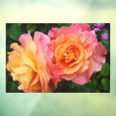 Mooie roze en oranje roos foto raamsticker (Vel 3)