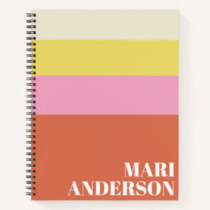 Mooie roze en oranje strepen moderne gepersonalise notitieboek