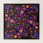 Mooie roze en paarse boho-bloemen legpuzzel (Horizontaal)