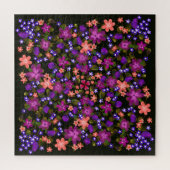 Mooie roze en paarse boho-bloemen legpuzzel (Verticaal)