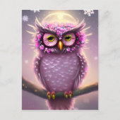 Mooie roze en Paarse Fantasy Owl Briefkaart (Voorkant)