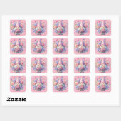 Mooie roze en Paarse gnoom tussen Rozen Vierkante Sticker (Vel)