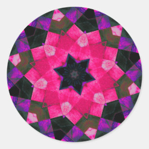 Mooie roze en Paarse Kaleidoscoop ster Ronde Sticker