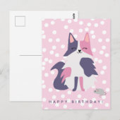 Mooie Roze en Paarse Kat Kinderen Verjaardagskaart Briefkaart (Voorkant / Achterkant)