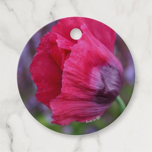 Mooie roze en paarse klaproos bedankjes labels (Voorkant)