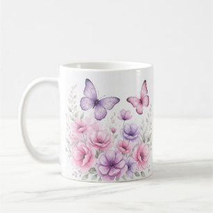 Mooie roze en paarse vlinder koffiemok