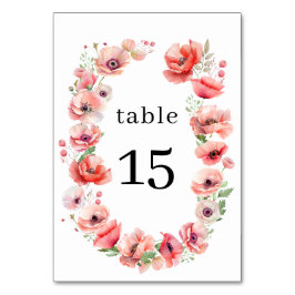 Mooie roze en rode klaproos bloem Tafel Nummer Kaart
