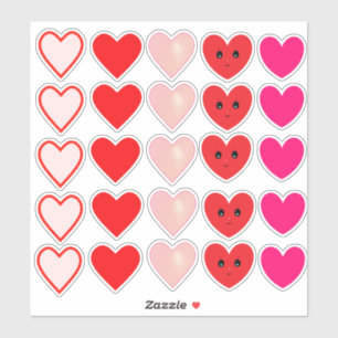 Mooie roze en rode liefdesharten sticker