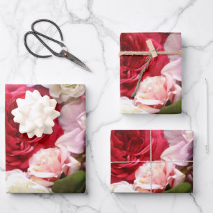 Mooie Roze en Rode Rozen Bloemengeschenk Inpakpapier Vel