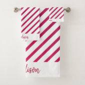 Mooie roze en rode strepen bad handdoek (Insitu)