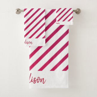 Mooie roze en rode strepen bad handdoek