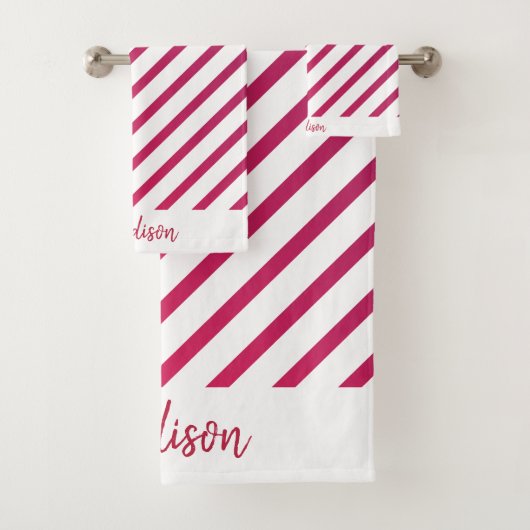 Mooie roze en rode strepen bad handdoek (Insitu)