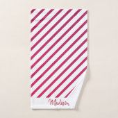 Mooie roze en rode strepen bad handdoek (Handdoek)