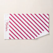 Mooie roze en rode strepen bad handdoek (Handdoek)