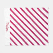 Mooie roze en rode strepen fleece deken (Voorkant (Horizontaal))