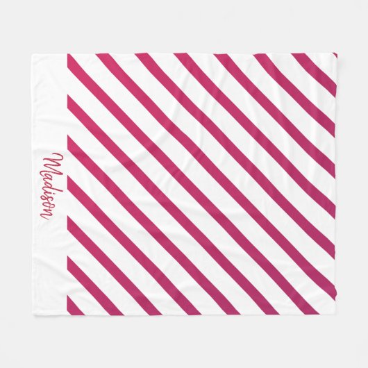 Mooie roze en rode strepen fleece deken (Voorkant (Horizontaal))