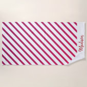 Mooie roze en rode strepen strandlaken (Voorkant)
