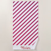 Mooie roze en rode strepen strandlaken (Voorkant)