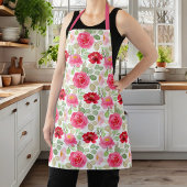 Mooie Roze En Rode Waterverfrozen Bloemen Schort