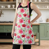 Mooie Roze En Rode Waterverfrozen Bloemen Schort