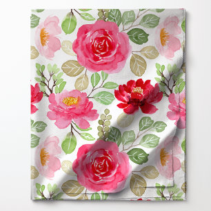 Mooie Roze En Rode Waterverfrozen Bloemstuk Stof